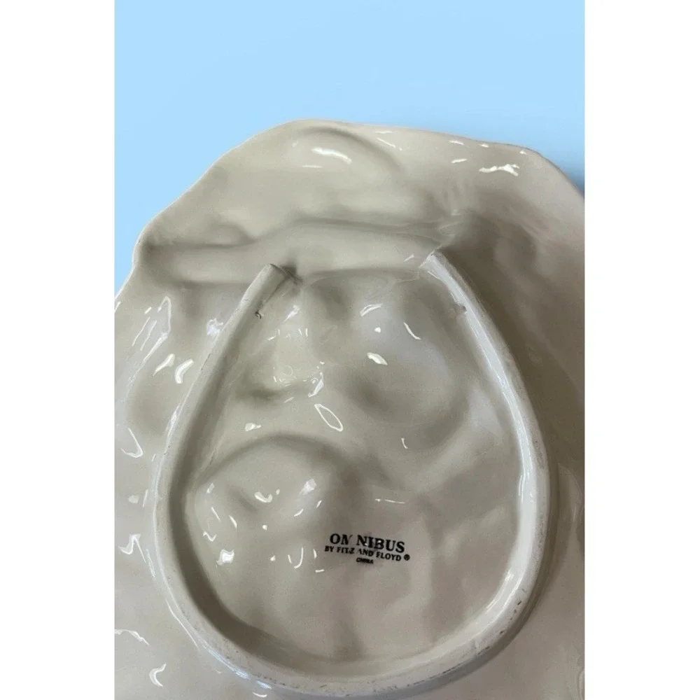 Fitz & Floyd Omnibus Santa Claus Canape Snack Desert Cookie Plate‎ Vintage Xmas